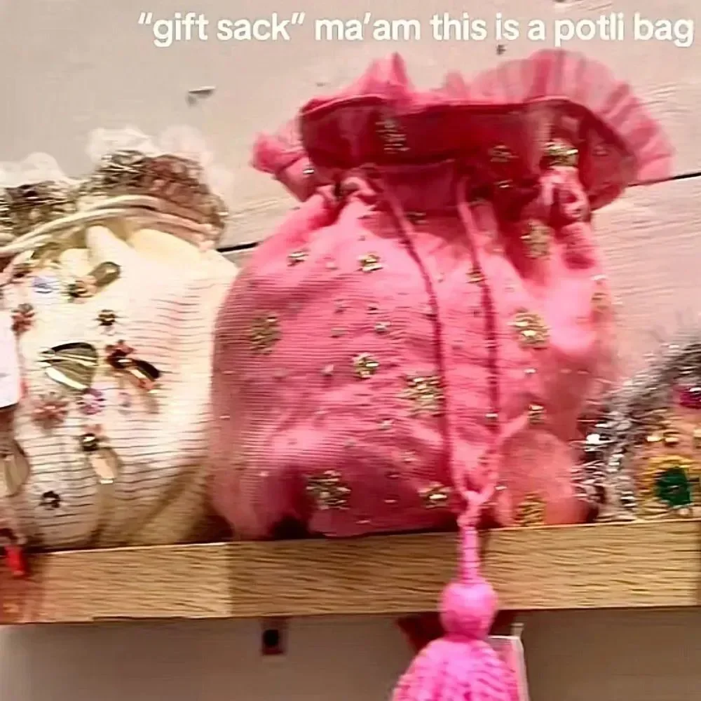 Free People Sparkle Pink Celebration Gift Bag/ Cottage Core Mini-bag Connessoir
